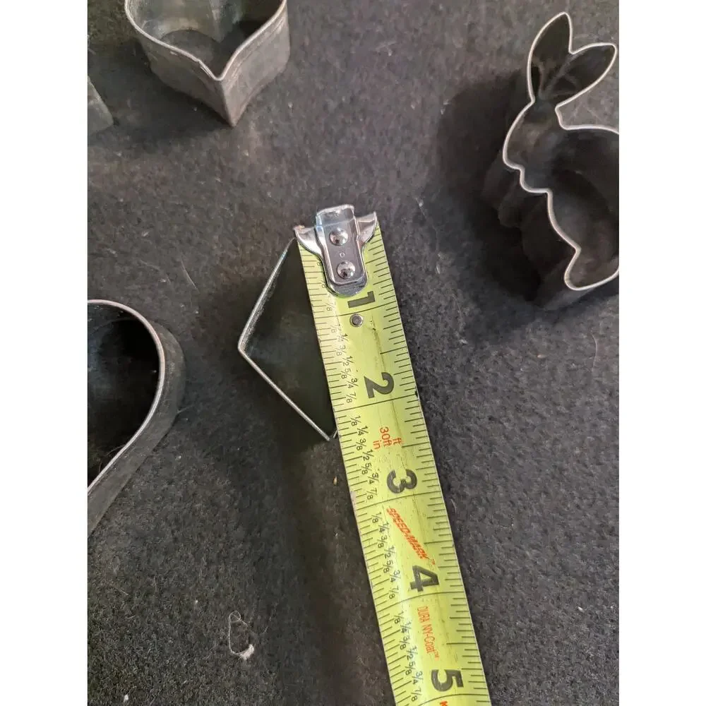 Vintage Metal Mini Cookie Cutters Set of 5 Heart Star Rabbit Diamond Spade Shape